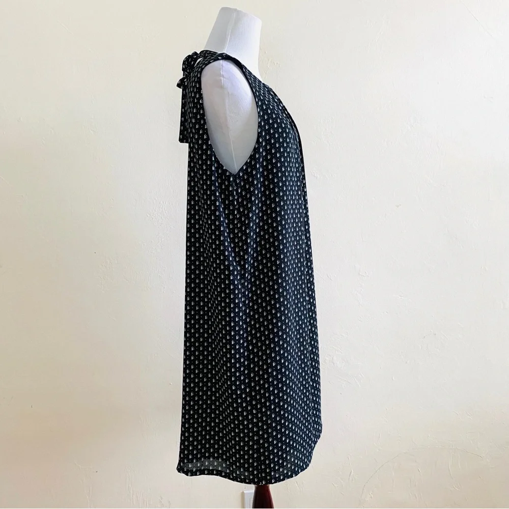 H&M Shift Dress Black 12 White Sheer Overlay Knee Length Sleeveless Sz 12